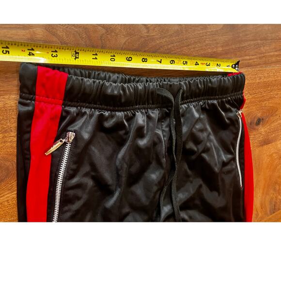 American Stitch Men's Track Pants Small Black Red Flames Drawstring Sweatpants - Picture 8 of 9